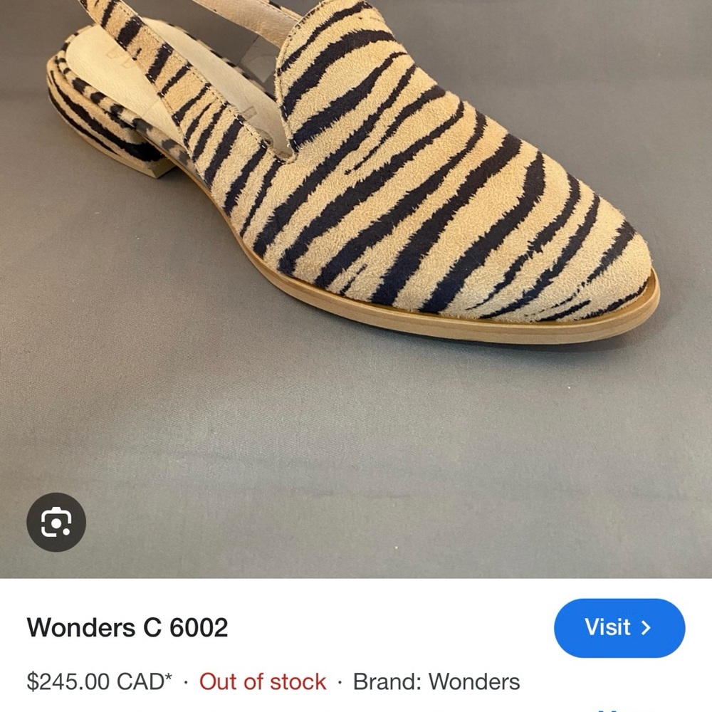 Sz 37(7.5)⭐️New Wonders Spain Zebra Print Leather Slingback. Fits 7.5. - Picture 2 of 16